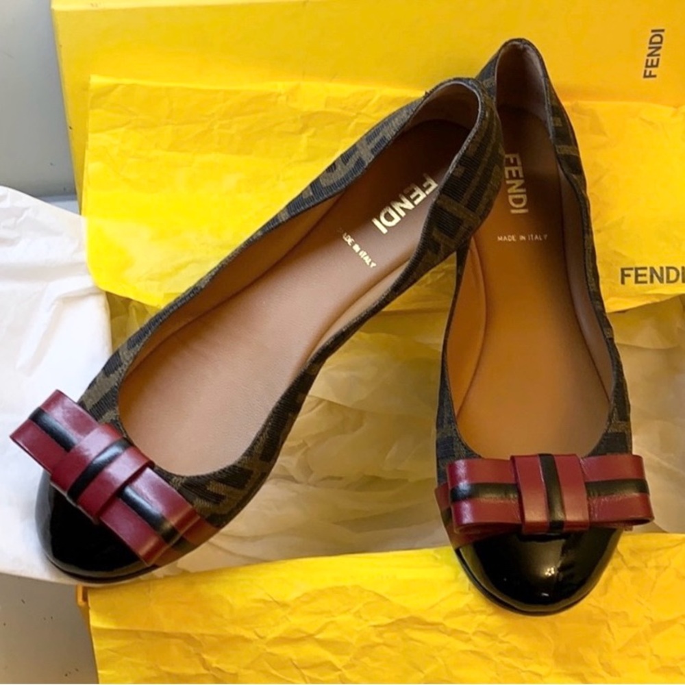 FENDI Pride Prejudice Jacquard Canvas Ballet Flats